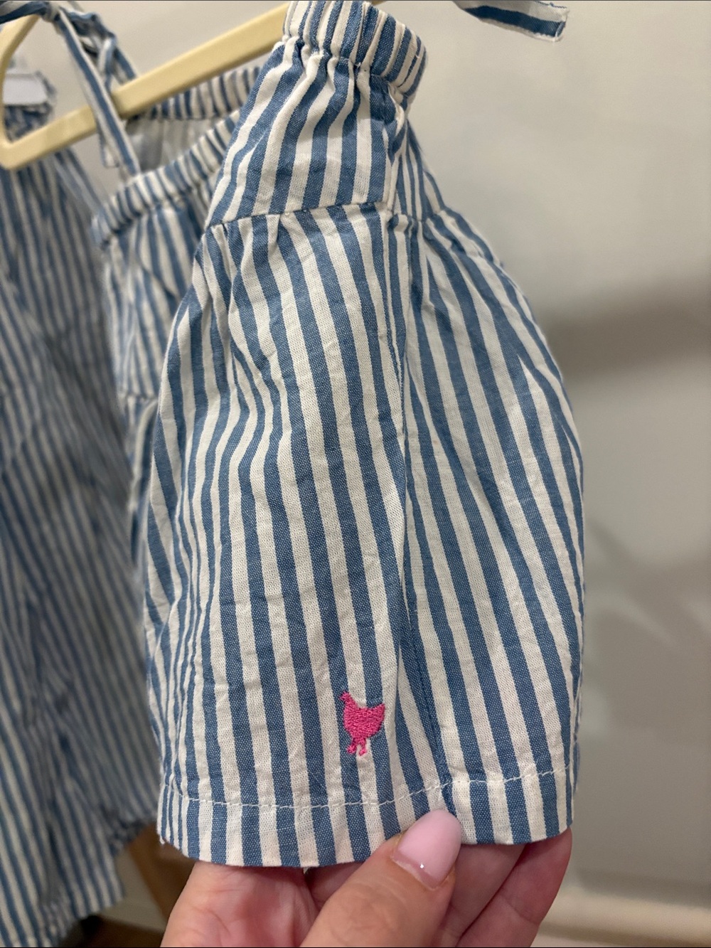 Pink Chicken Blue and White Striped Set - Picture 4 of 7